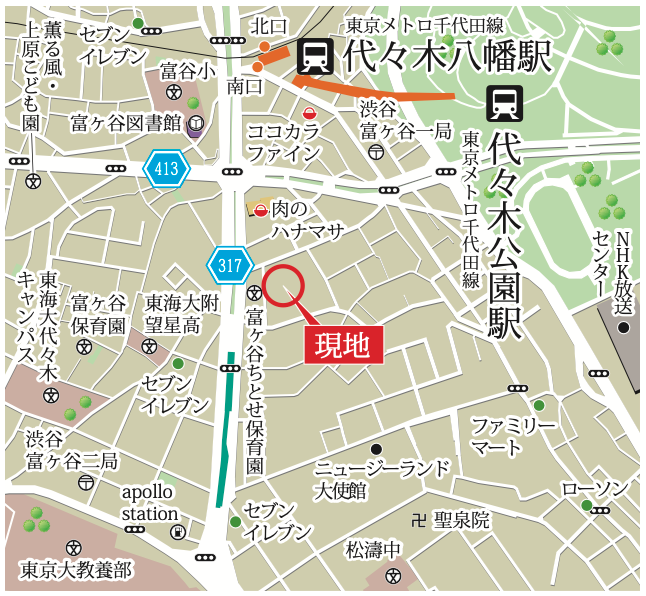 渋谷区富ヶ谷の貸戸建物件のアクセスマップ｜港区の不動産会社イーエム・ラボ