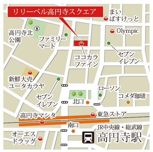 リリーベル高円寺スクエアのアクセスマップ