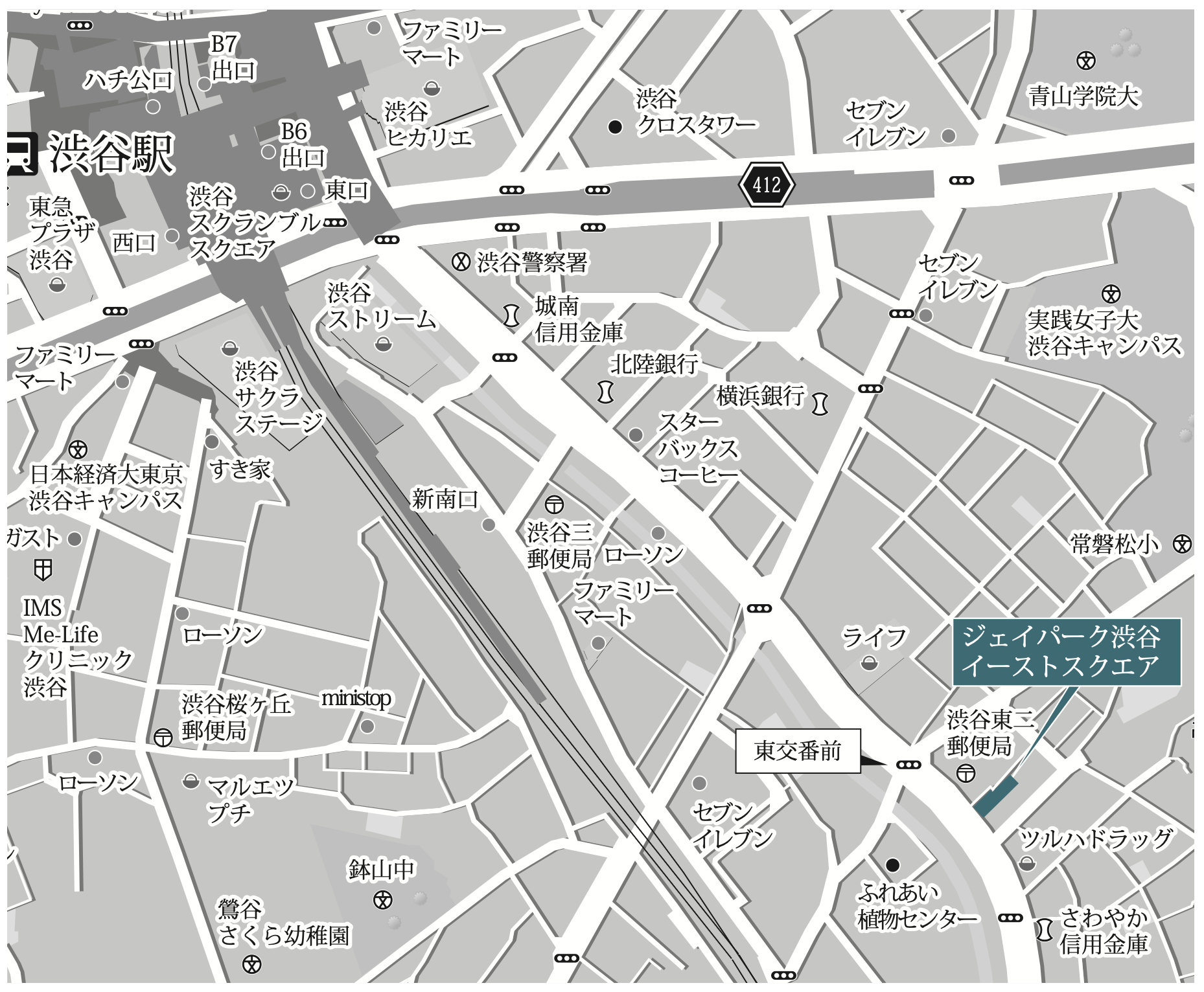 ジェイパーク渋谷イーストスクエアのアクセスマップ
